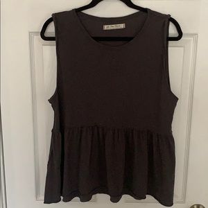 We the Free Dark Grey Ruffled Tank